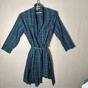 Vintage LL Bean Robe Mens Large Tall Tartan Plaid Shawl Collar Belted Flannel